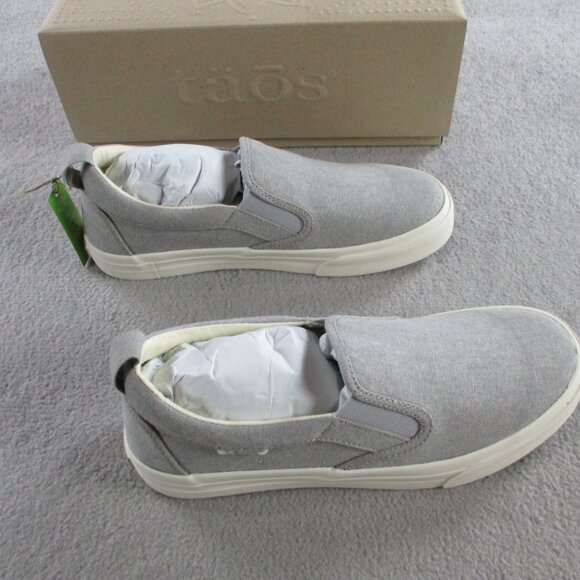 Taos Shoes Ladies 7.5 Medium Grey Wash Canvas Rubber Soul Slip On Casual Sneaker - Picture 5 of 7